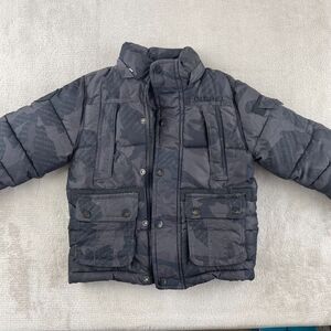 Diesel Jacket Boys 3T Black Camo Puffer Zip Pockets‎ Long Sleeve Button Up